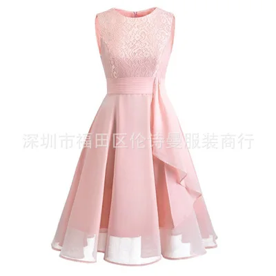 Pink OML522# шифоновое и кружевное бордовое короткое платье подружки невесты свадебные вечерние платья выпускное платье женская модная одежда оптом - Color: Pink