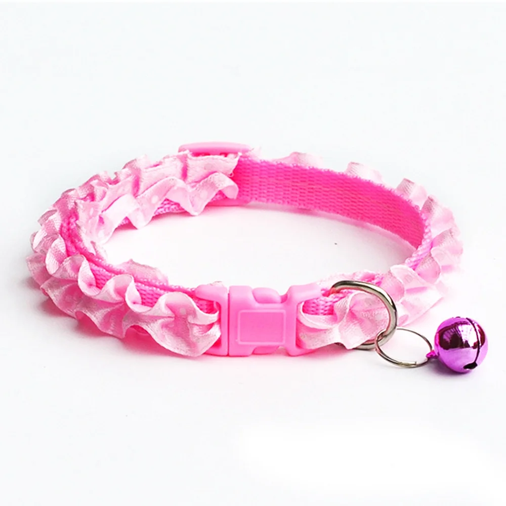 Pink Ошейник для кошек с колокольчиком ошейник для маленьких собак кошек щенок, домашнее животное, кот ошейник для собак товары для собак SR0007 - Цвет: Pink