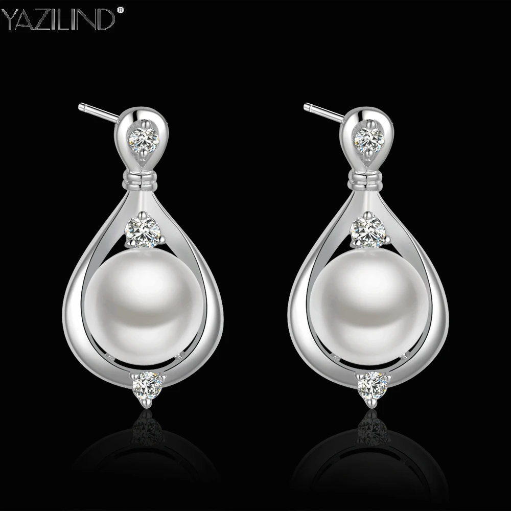 Yazilind модные элегантные Серьги с жемчугом Jewelry Femme Серьги-гвоздики для Для женщин |