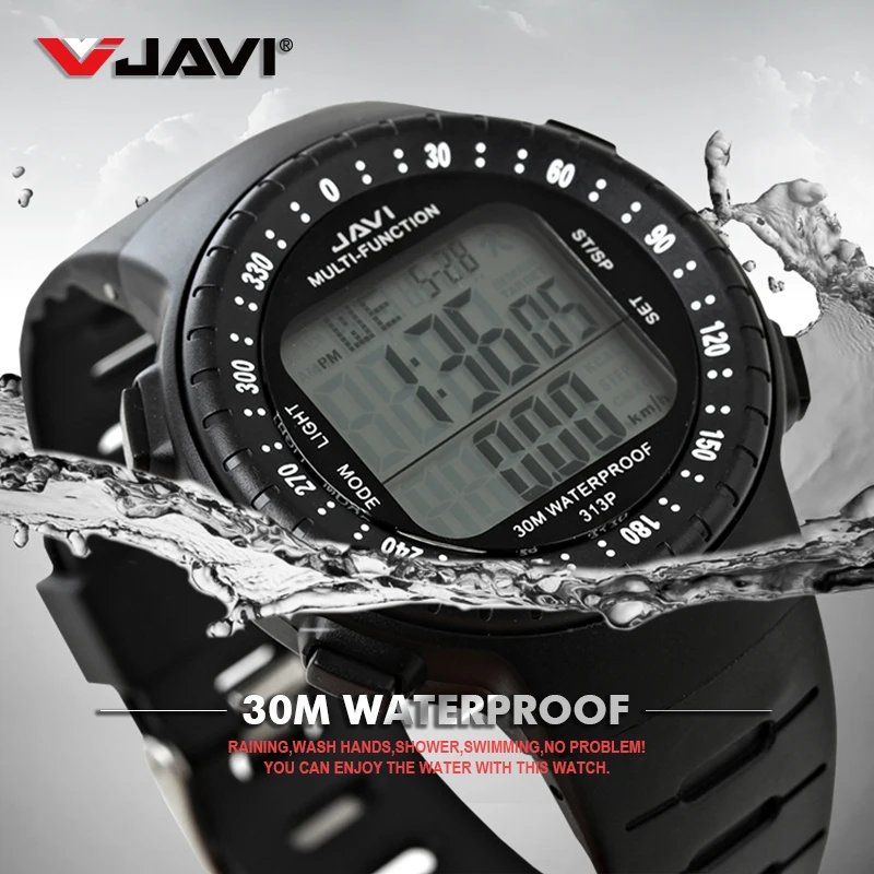 JAVI Sports Watch Men Digital Wristwatches With TPU Band 3Bar Pedometer Calories Multifunction LED Wrist Relogio Masculino | Наручные
