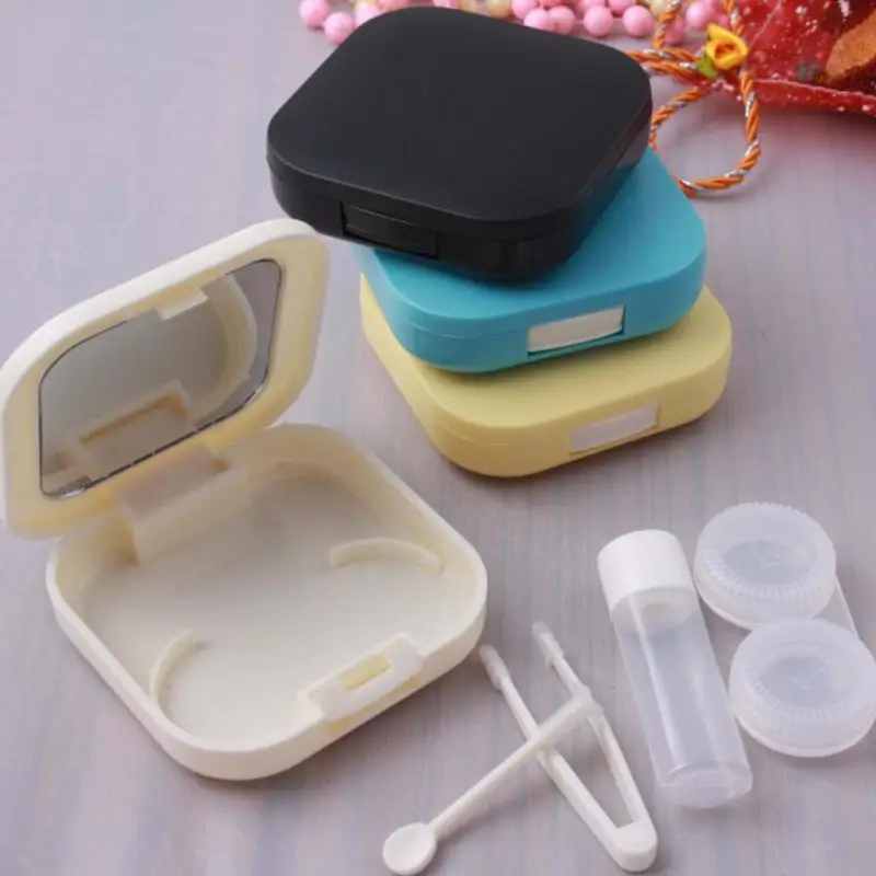 Портативный Контактные линзы Дело контейнер комплект держатель для хранения