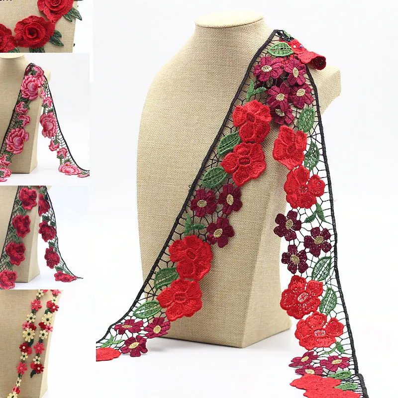 Кружевная ткань 1 ярд/Лот Высококачественная кружевная отделка вышивка сетчатая