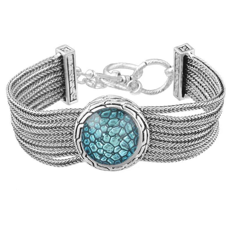 Multi Layers Snap Bracelet Ancient Silver Button 23cm Long Chain Bangle Fit 18mm Buttons DIY Jewelry | Украшения и аксессуары