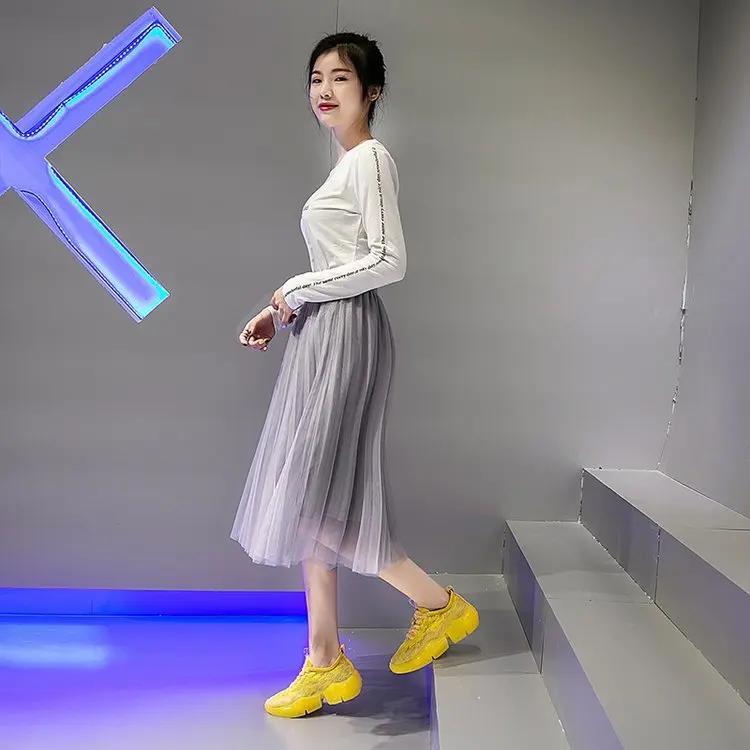Повседневная Белая обувь; женские кроссовки на массивной платформе; zapatos de mujer; chaussures femme; модная женская дышащая обувь