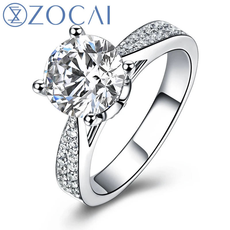 ZOCAI кольцо для любви Настоящее 1 0 CT GIA сертифицированное F-G/VS2 круглое
