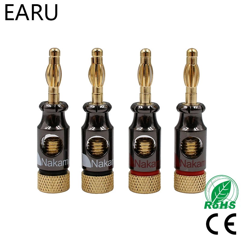 

12Pcs Nakamichi 4mm Banana Plug Spiral Type 24K Gold Screw Stereo Speaker Audio Copper Terminal Adapter Electronic Connector