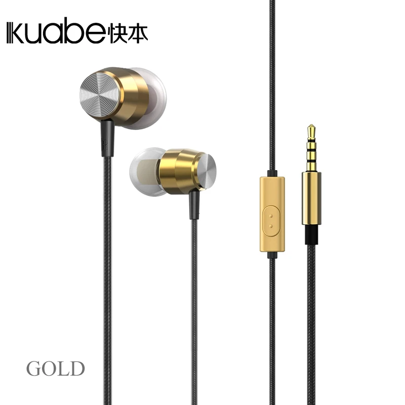 Оригинальные наушники-вкладыши Kuabe gold newcd басовые стереонаушники с микрофоном