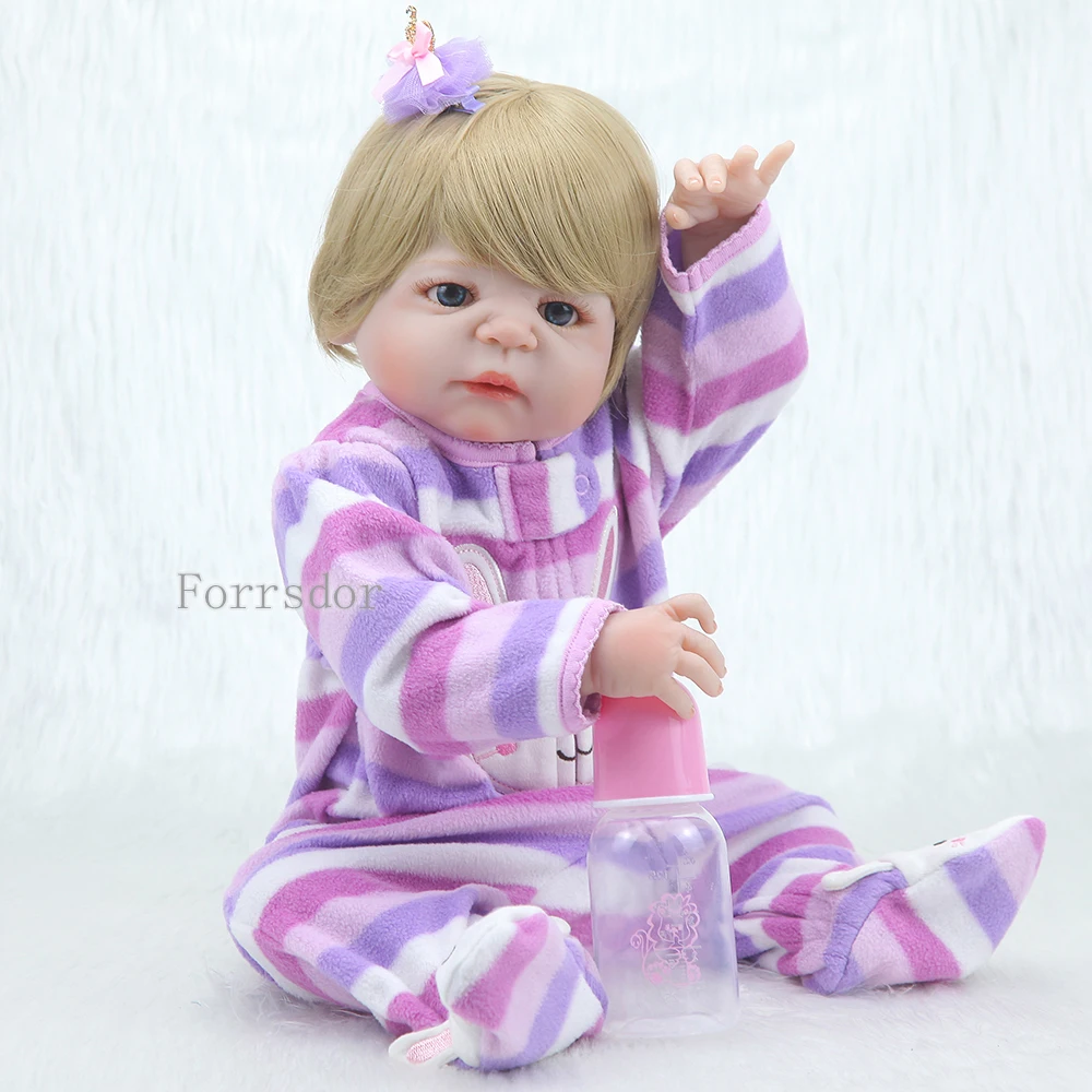 Реалистичная силиконовая кукла для новорожденных с золотыми короткими волосами