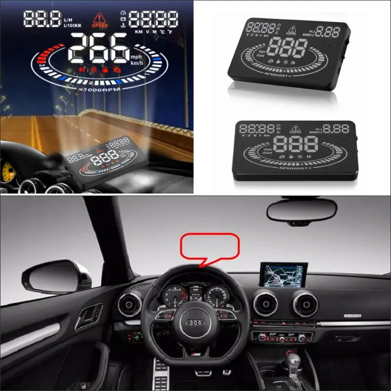 Автомобильный дисплей для Audi A3/A5/A7 Q3/Q5/Q7 2011 2019 Авто HUD OBD безопасный проектор
