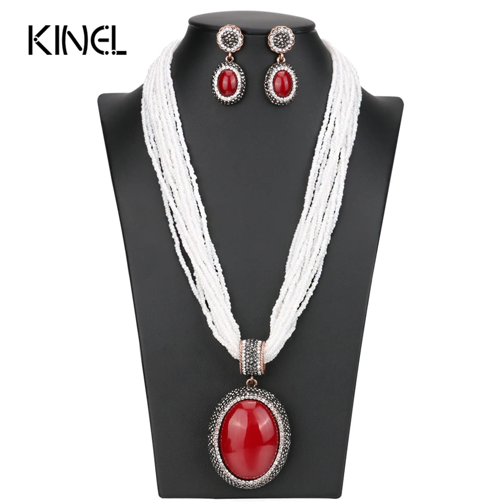 Роскошный комплект ювелирных изделий из африканских бусин большое ожерелье с