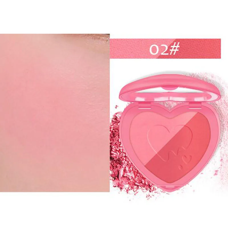 Blush 02 Румяна персиковый макияж бронзовая Румяна для лица Пудра лица щек Румяна Палитра Профессиональный бронзатор запеченное сердце Хайлайтер для женщин - Цвет: Blush 02