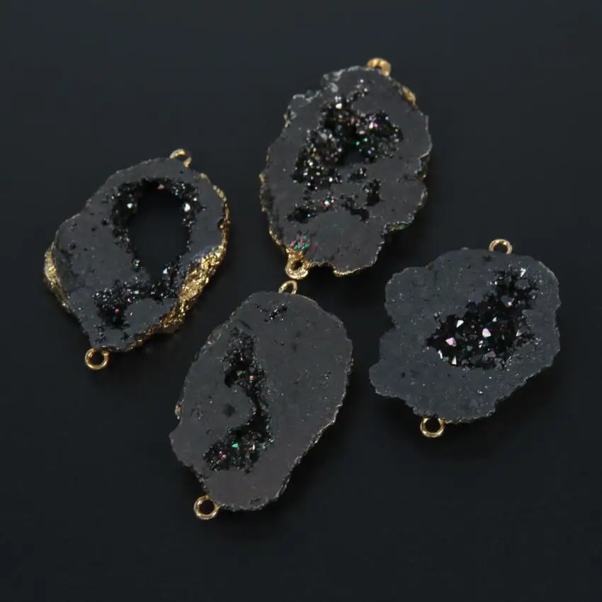 5 шт. Druzy ювелирный пистолет черный AB титановый позолоченный разъем для
