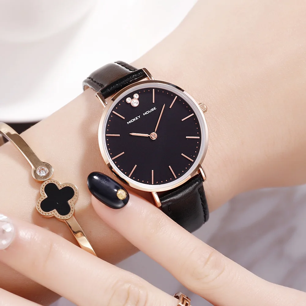 DISNEY MICKY MOUSE Hot Sale leather strap Style Quartz Women Watch Top Brand Watches Fashion Casual Wrist Relojes | Наручные часы