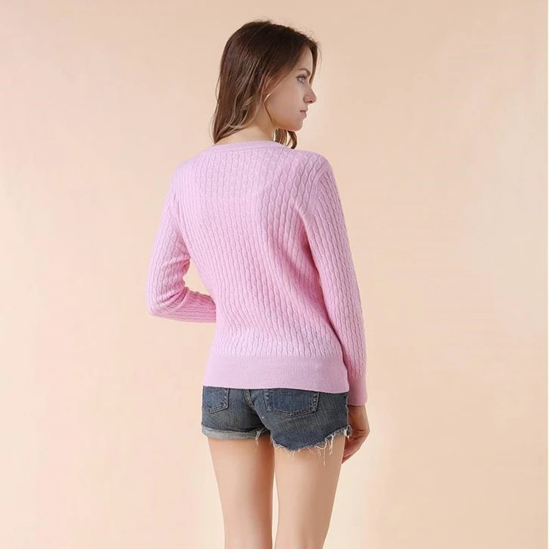 2019Spring new cashmere cardigan loose sweater female round neck twisted flower coat Korean version of the solid color |