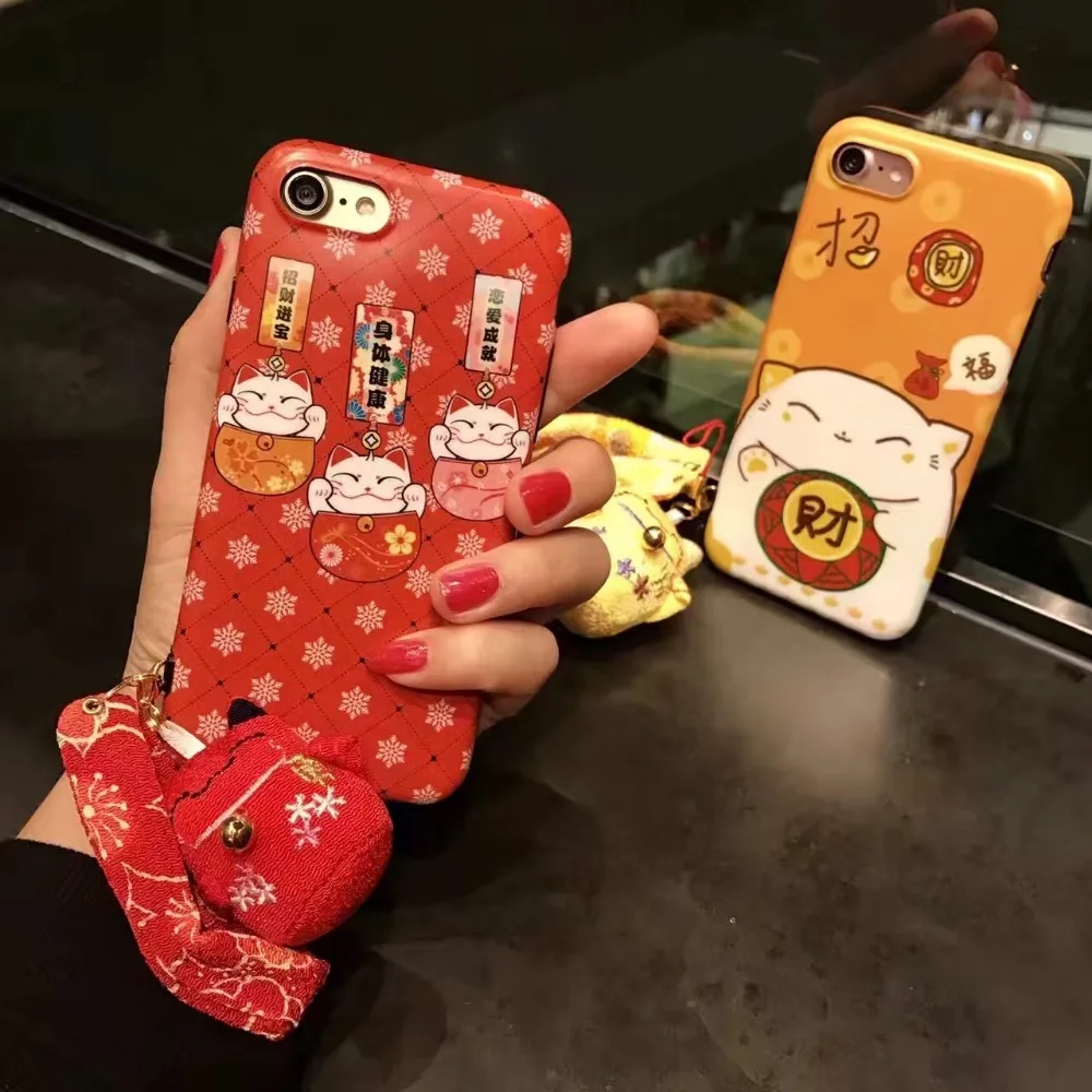 Для apple Iphone 6 s 7 плюс новый Япония Мода мило мультфильм lucky cat обезьяна кукла