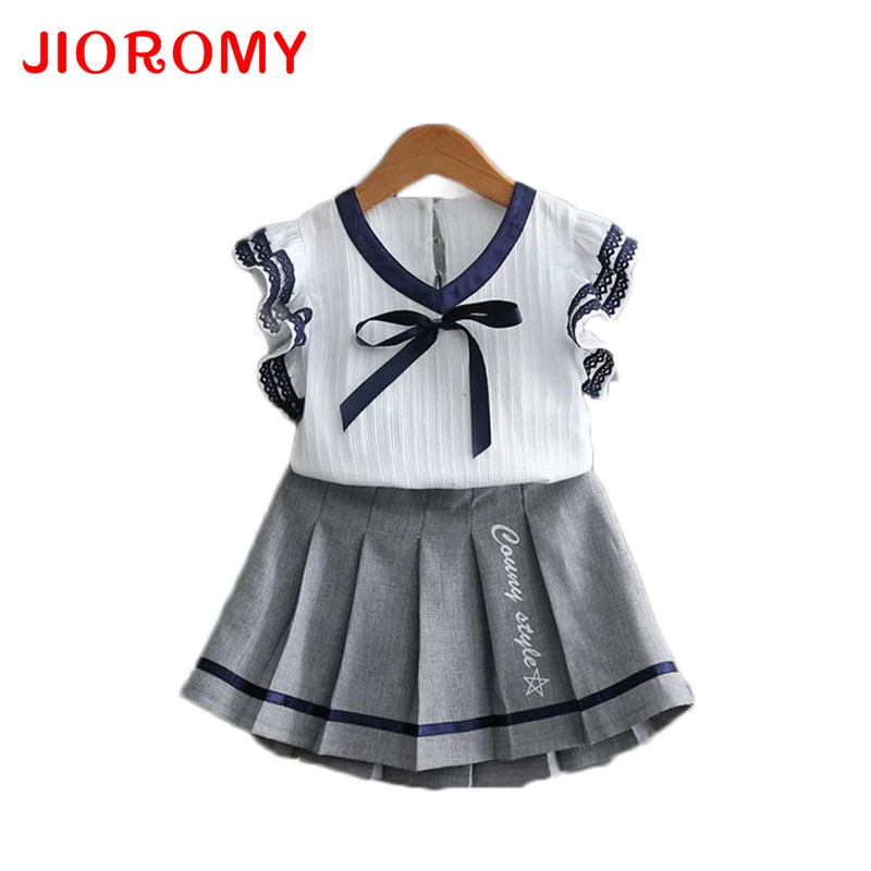 Комплект для девочек JIOROMY 2019 модная рубашка в стиле колледжа + юбка костюмы из 2