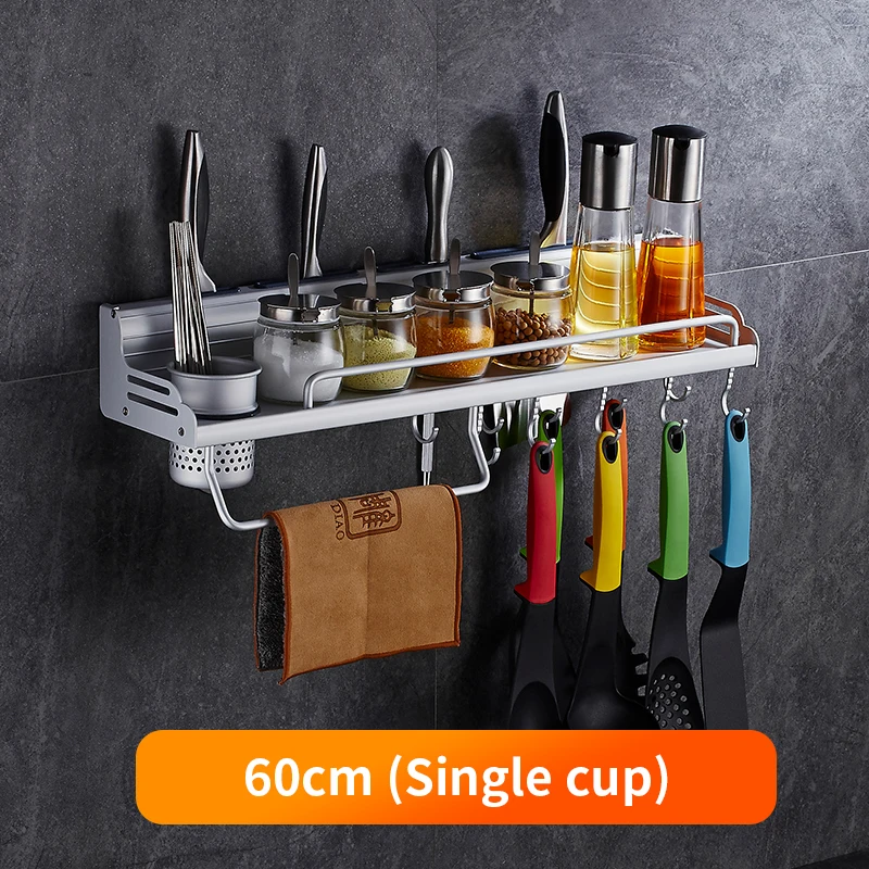 60cm 1 cup BVZ многофункциональный держатель ножей с крючками, кухонная полка для хранения ножей, настенный стеллаж, подставка для ножей, держатель зазора - Цвет: 60cm 1 cup