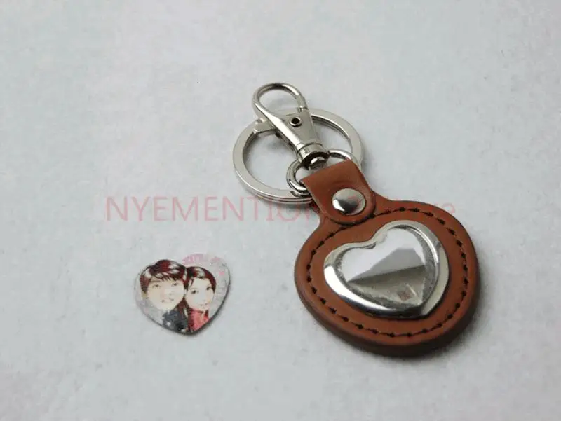 90pcs/lot Leather keychain blanks sublimation consumables Metallic keyring Can print pictures Thermal transfer metal key chain | Украшения