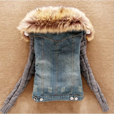 Женская осенне-зимняя джинсовая куртка Облегающая джинсовое пальто весенние