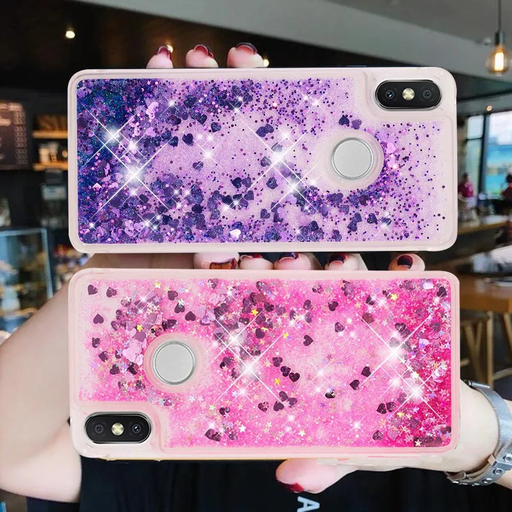 Мягкий чехол для Xiaomi Redmi Note 7 6 Pro чехлы телефонов с жидкостью сердцем звездами