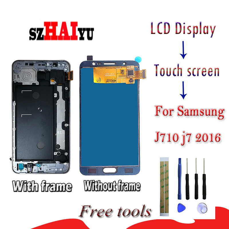 SzHAIyu Brihtness Регулируемый ЖК дисплей сенсорный экран для Samsung J7 2016 J710 J710FN J710F
