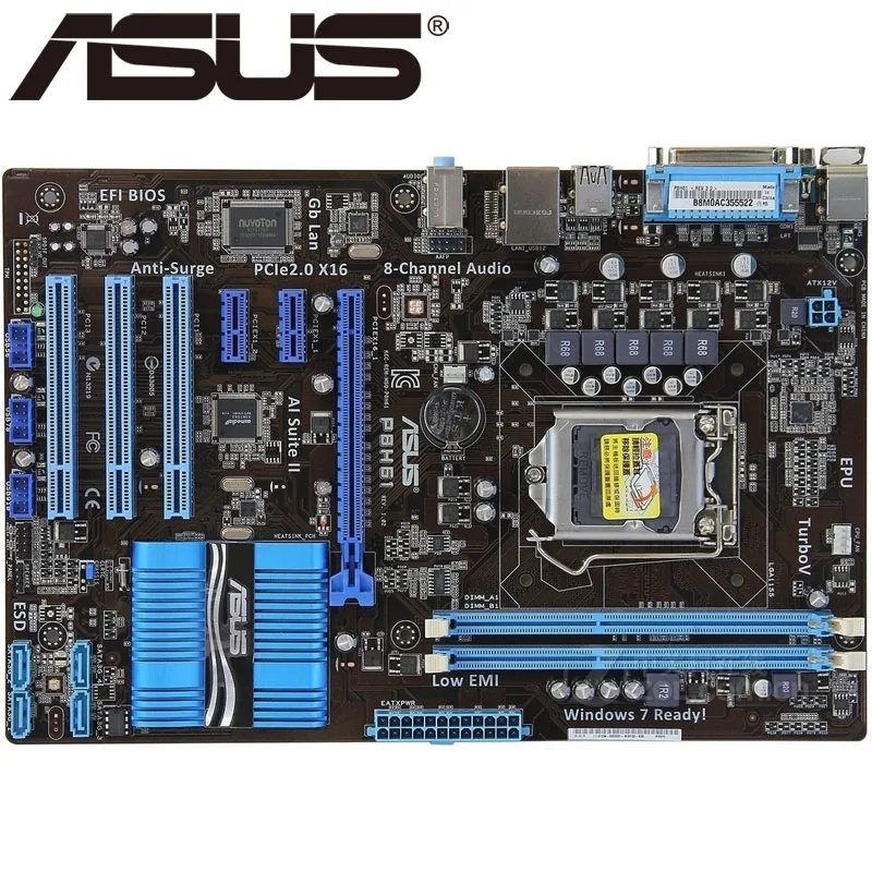 Настольная Материнская плата Asus P8H61 разъем LGA 1155 i3 i5 i7 DDR3 16 ГБ uATX UEFI BIOS оригинальная