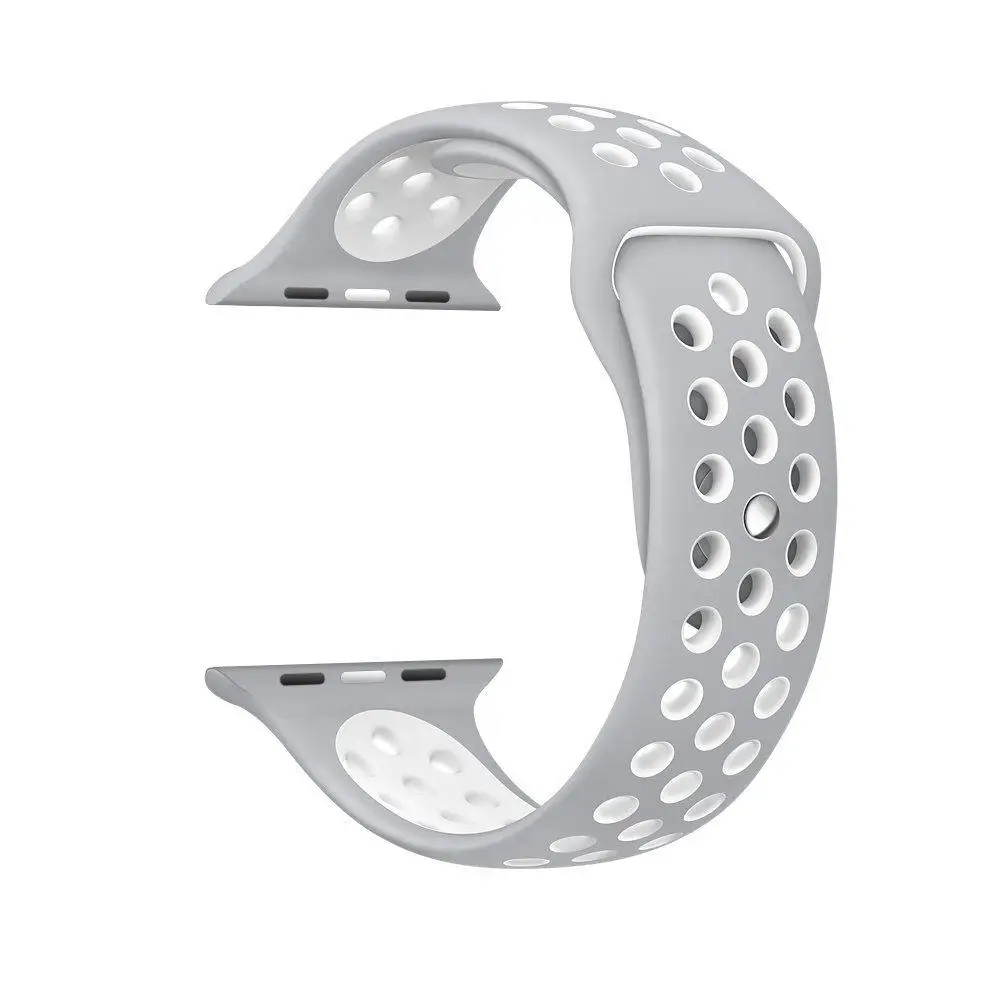 Silver White Брендовый резиновый ремень для apple watch, легкий светильник, гибкий дышащий силиконовый ремешок для iWatch, спортивный ремешок, официальный цвет - Цвет ремешка: Silver White