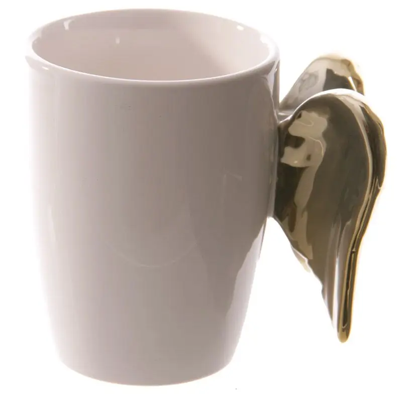 Бесплатная доставка 1 шт. керамическая кружка с ручкой в виде крыла ангела для