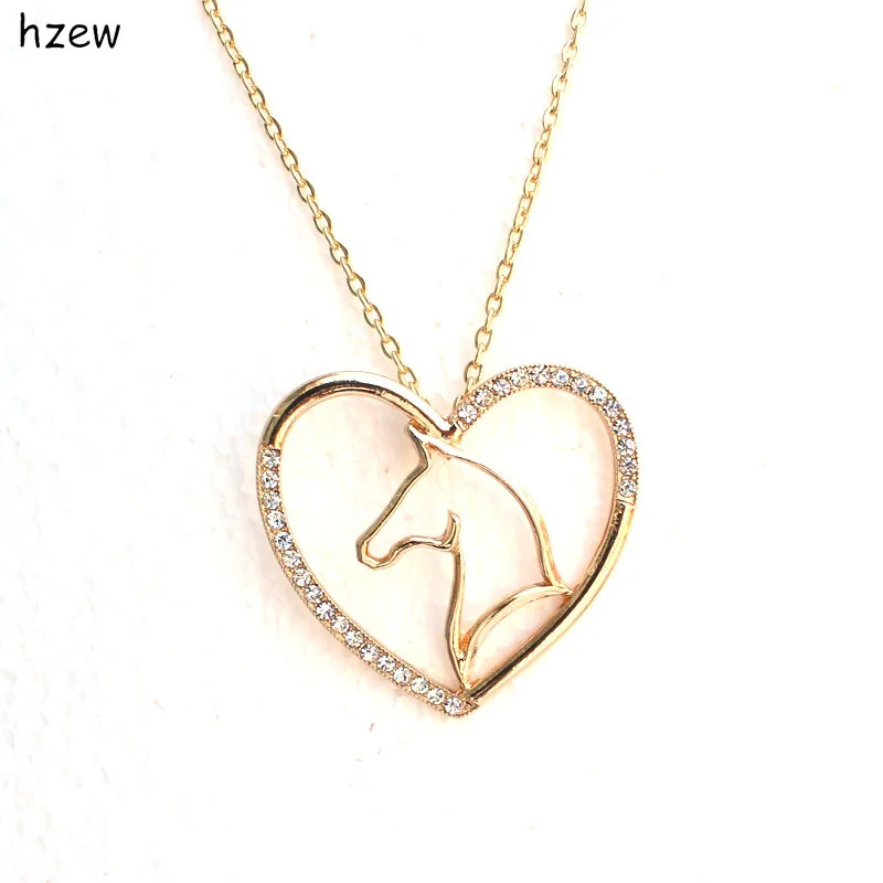Hzew хрустальное ожерелье в форме лошади сердца Брендовое модные ювелирные
