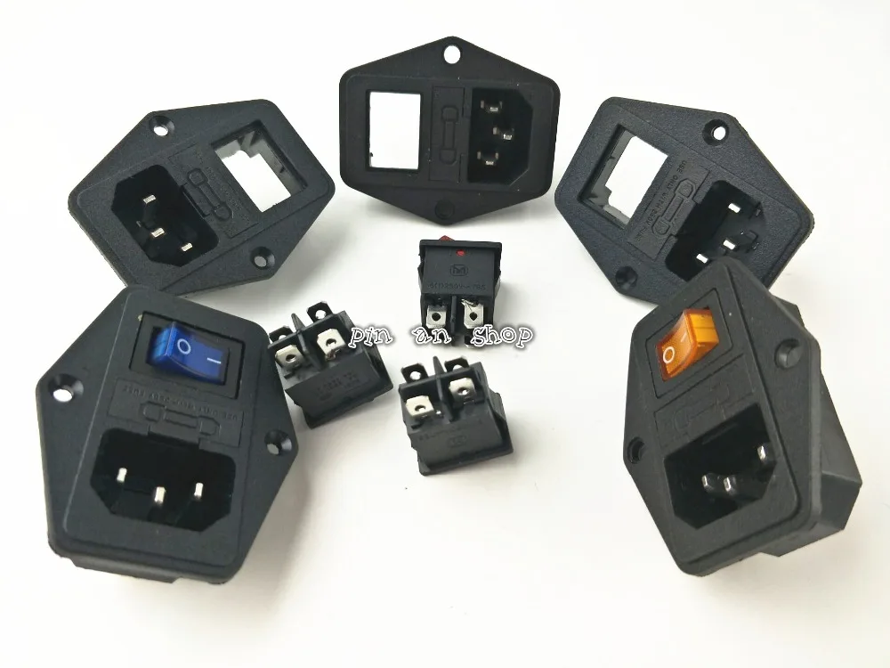 

Power Rocker Switch IEC 4 Pin 320 C14 Inlet Power Sockets Switch Connector Plug 10A 250V