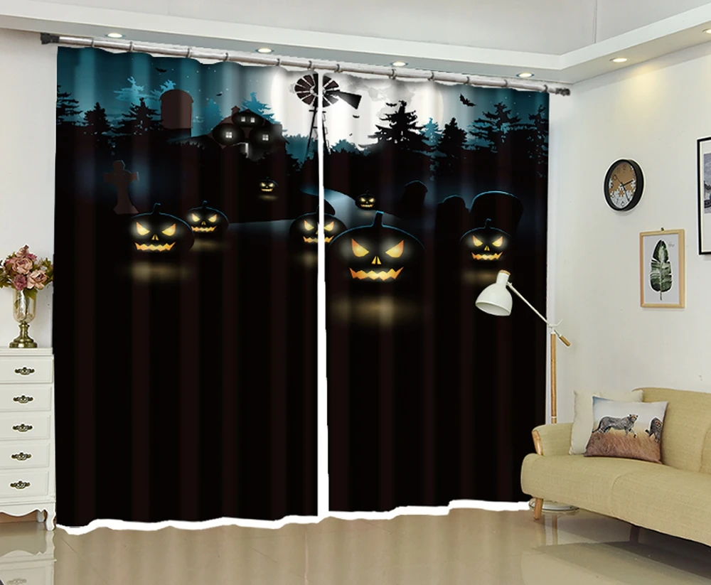 

Custom size Zombie Festival luxury Blackout 3D Window Curtains Living Room Bedroom decorate Drapes Cortina Rideaux pillowcase