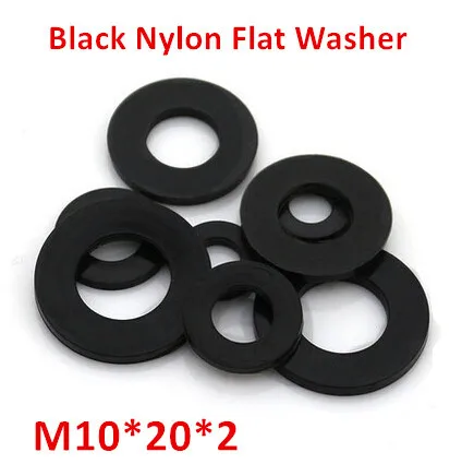 

100pcs M10*20*2 Black Nylon Flat Washer DIN125 Plastic Ring Gasket