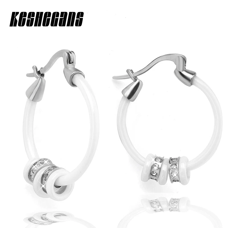 

Fashion Women Earrings High Polished Hoop Ceramic Earrings With Luxury AAA Cubic Zirconia Steampunk Girl Earrings Party Jewelry