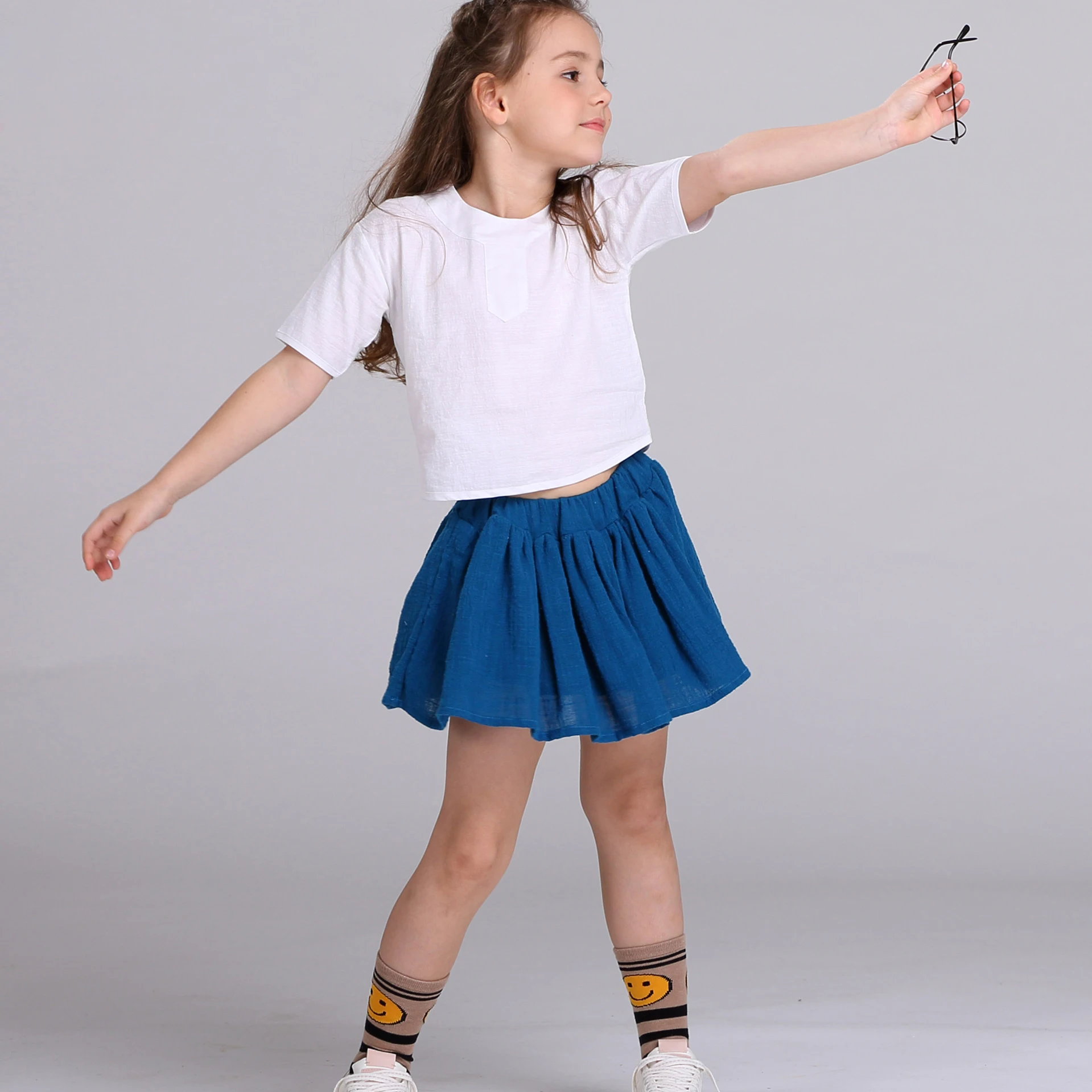 Хлопковые юбки для девочек новинка 2017 летняя одежда детская юбка-пачка сплошного