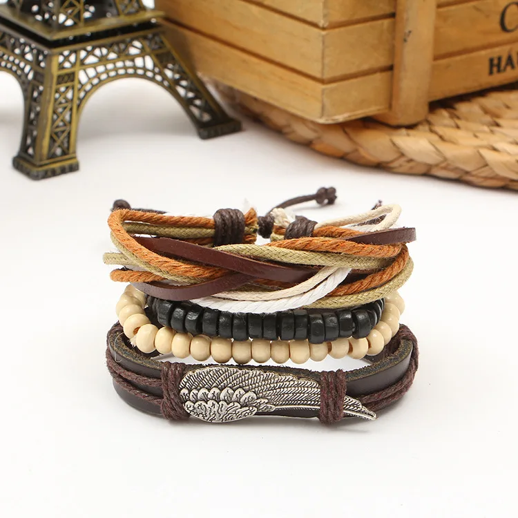 JBRL Ретро Винтаж ручной работы панк-рок браслет и браслеты Мода 4 шт. набор для