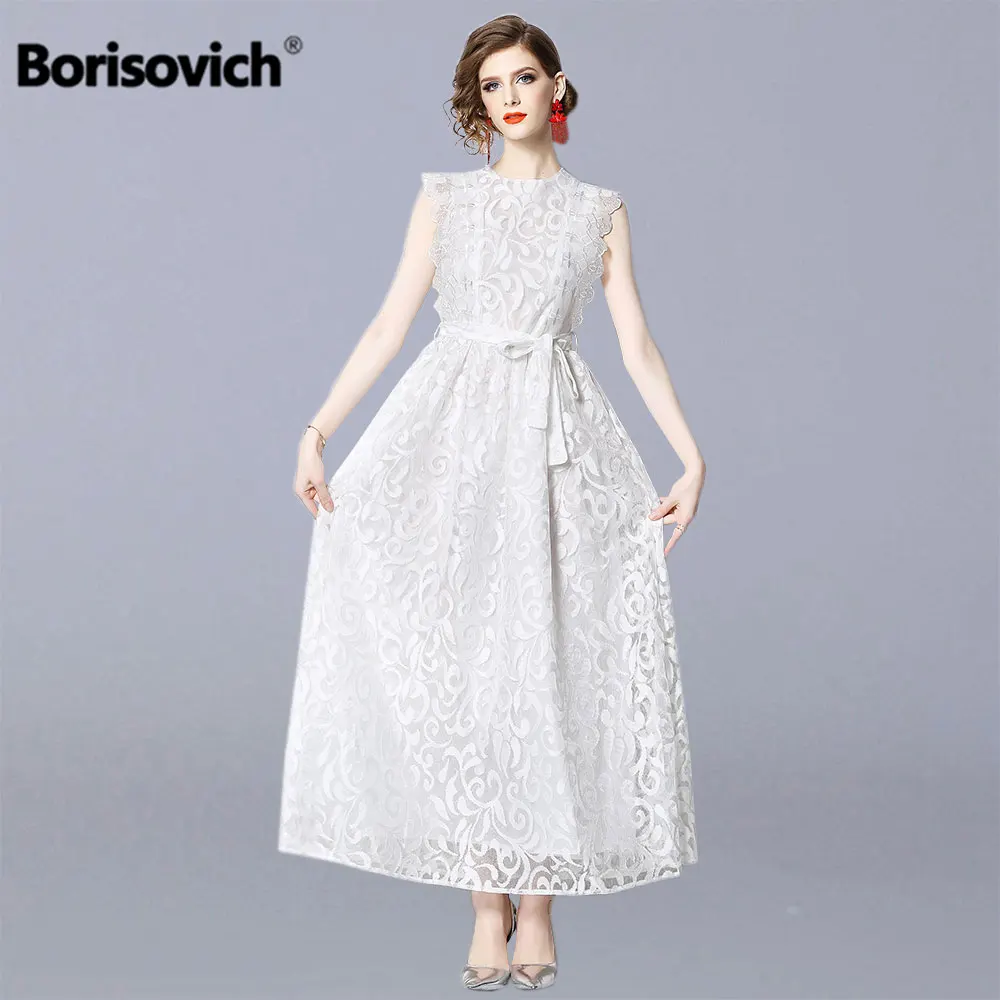 Женское длинное кружевное платье Borisovich элегантное вечернее без рукавов в