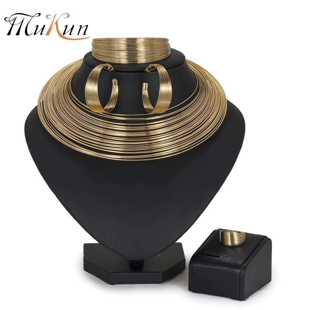 

MUKUN Bridal jewelry sets turkish jewelry brand Nigeria Necklace Earrings fashion jewelry ethiopian women wedding jewelry set