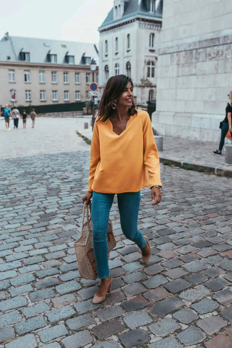 

MeiHuiDa 2018 New Style Fashion Women Solid Button V Neck Ladies Winter Long Sleeve Casual Jumper Pullover Tops