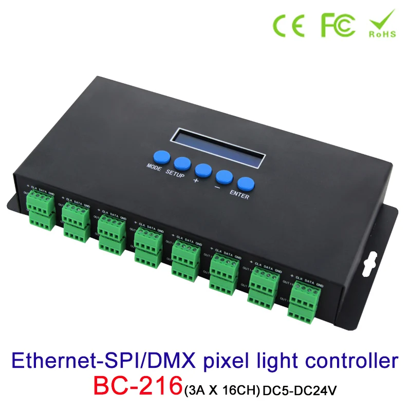 Новый Artnet Ethernet на SPI/DMX пиксельный светодиодный светильник контроллер BC 216 DC5V 24V