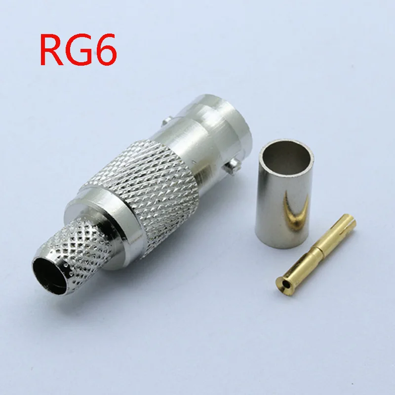 10 шт./лот BNC Женский обжимной разъем Новый прямой для RG58 RG59 RG6 РЧ коаксиального