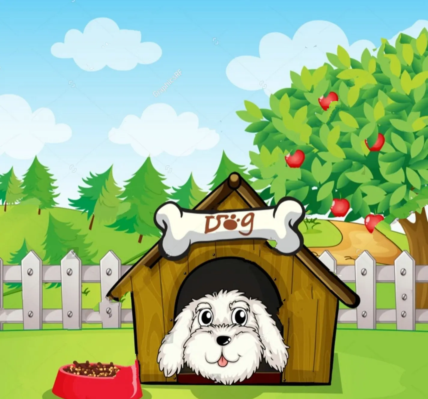 

Фон для фотосъемки с изображением собаки дома яблока дерева высокого качества с компьютерной печатью для детей