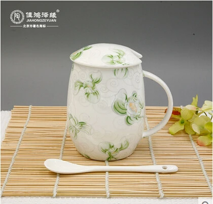 Костяной фарфор чаша керамика ложка с крышкой влюблённые барабан | Дом и сад