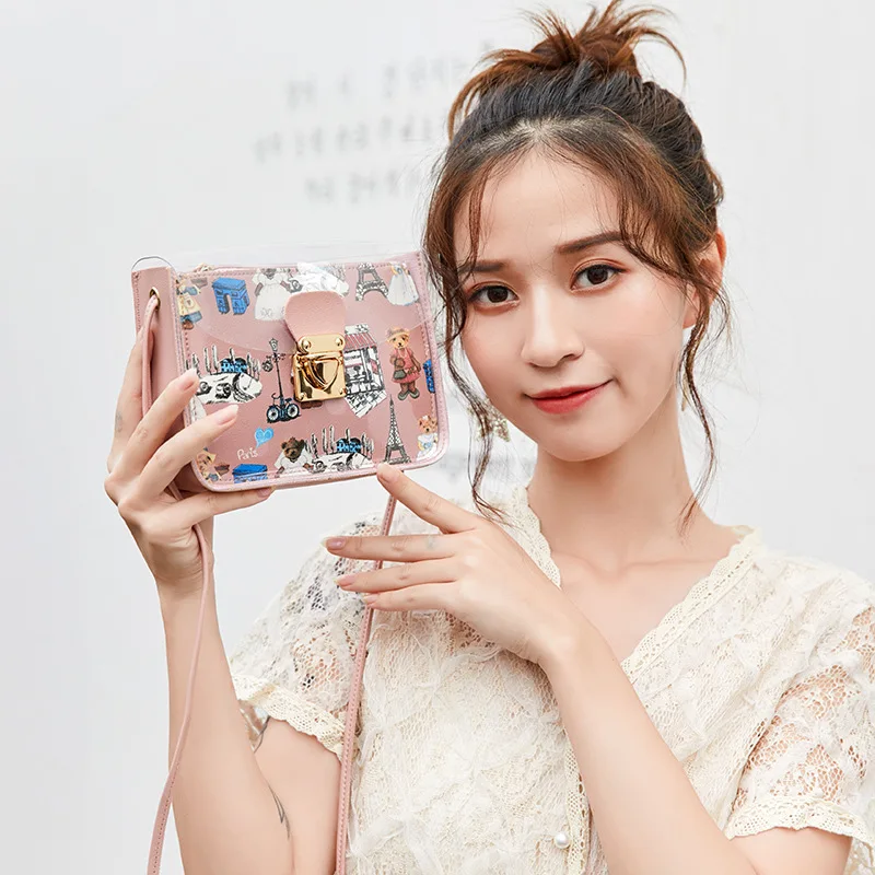 Женская прозрачная сумка через плечо из ПВХ маленький мобильный телефон 2019| |