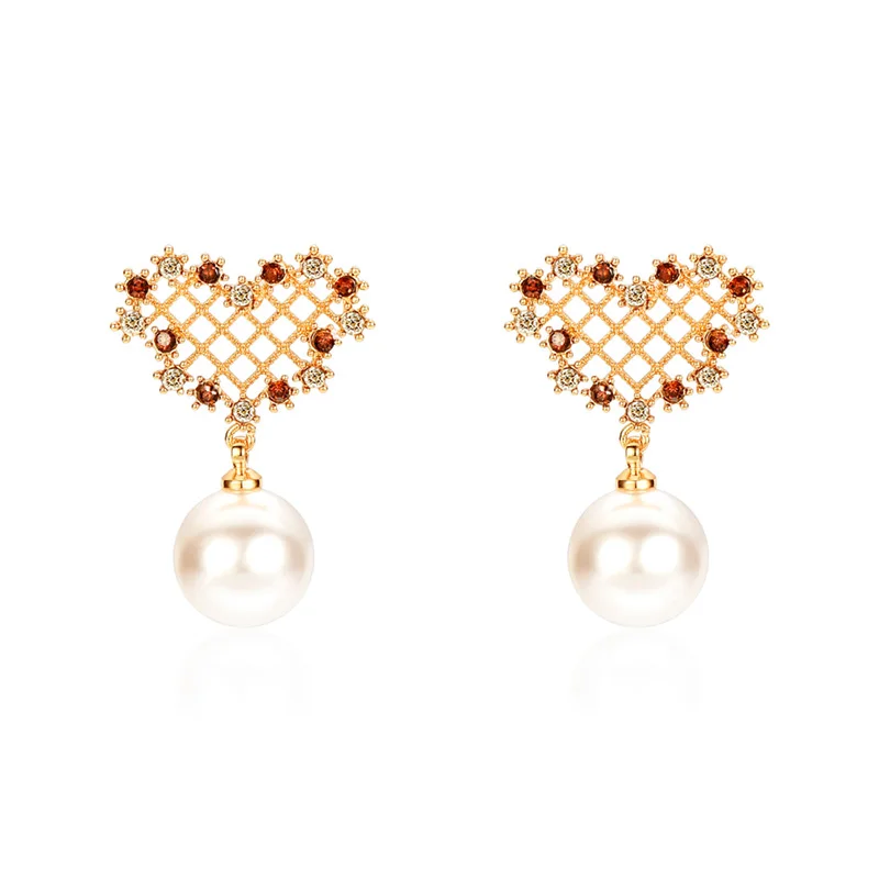 Серьги в форме сердца стразы жемчужные серьги-подвески для женщин вечеринки
