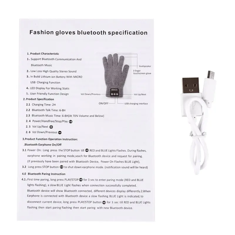 Bluetooth-перчатки для женщин и мужчин зимние вязаные теплые варежки Разговорные