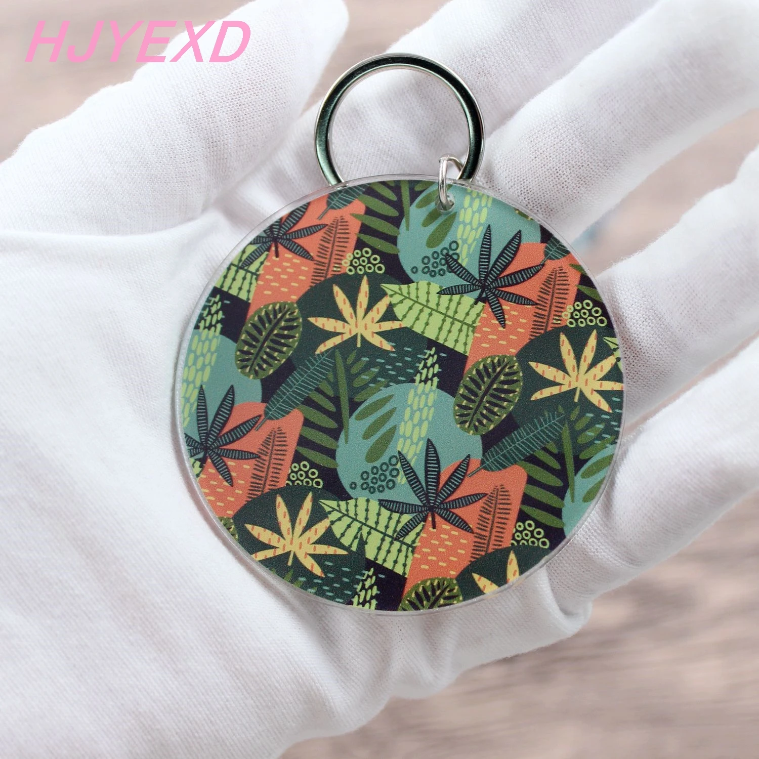 (5pcs/lot) 63.5mm Clear Acrylic Keychains 2.5&quot Circle Flamingo Keychain Monstera Leaf Tower Monogram Gift-KC007 | Украшения и