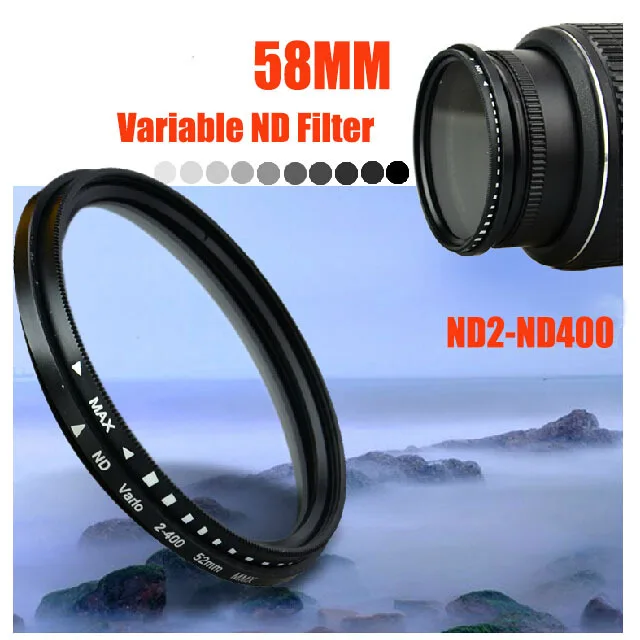 58 мм Переменная нейтральная плотность ND2 до ND400 фейдер ND Vario Graufilter фильтр для Canon 600D
