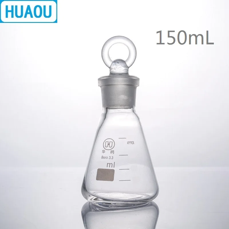 Коническая фляга HUAOU 150 мл боросилированное стекло 3 с заземлением стеклянная