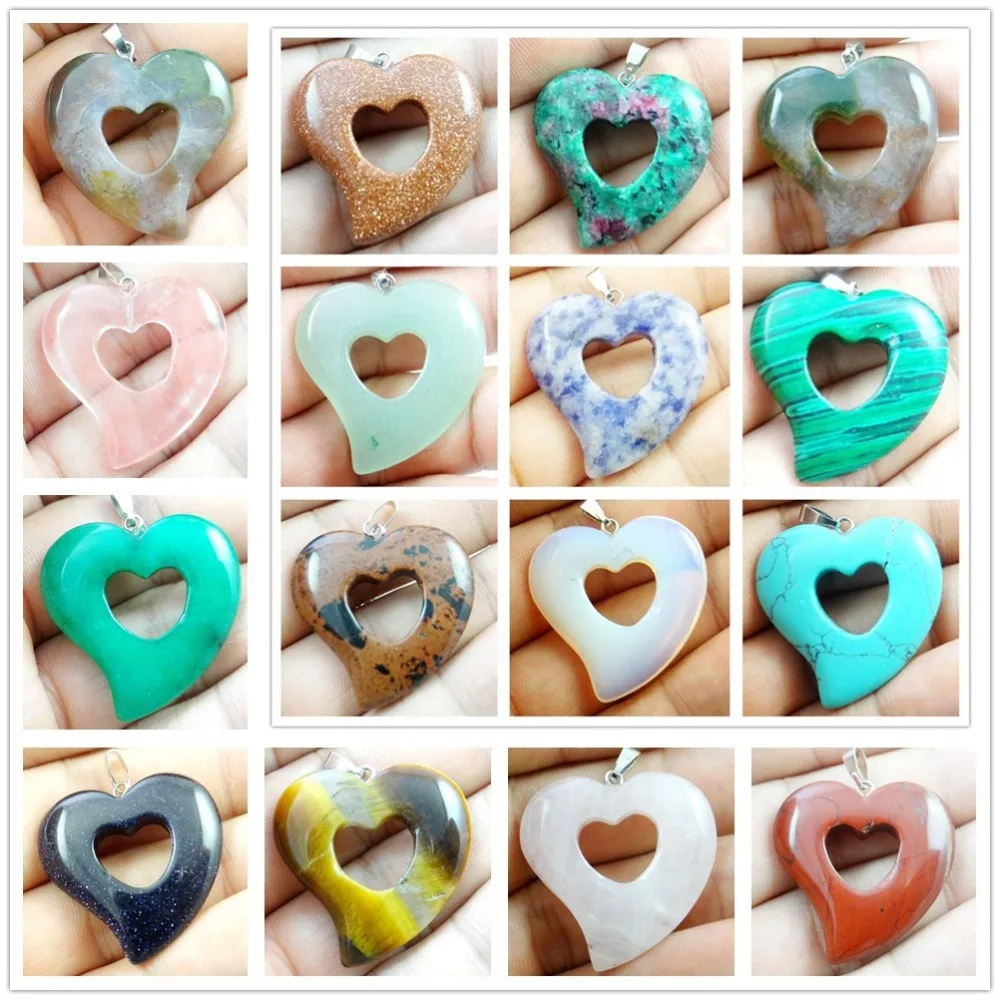 Подвеска в виде сердца из Бирюзы и Тигрового Глаза для изготовления ювелирных