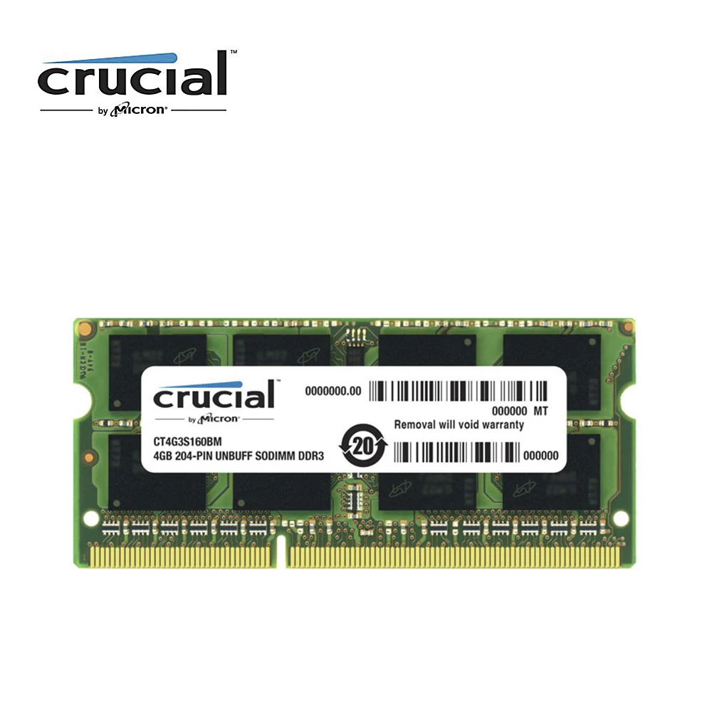 Оперативная память Crucial DDR3 4G 1600 МГц 1,35 в CL11 204pin PC3-12800 для ноутбука